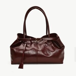 Elegant Unbranded Burgundy Faux Leather Shoulder Bag- NIP